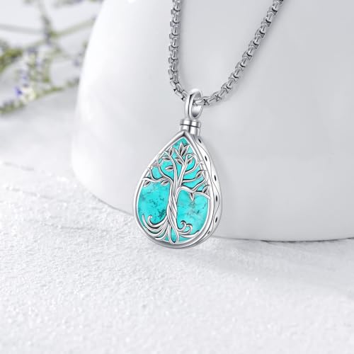 Eusense Cremation Jewelry Urn Necklace In Loving Memory Turquoise Blue-1