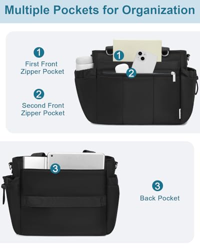 Insulated Lunch Bag for Women Leakproof Soft Lunch Tote 15L Black Large 10-Black