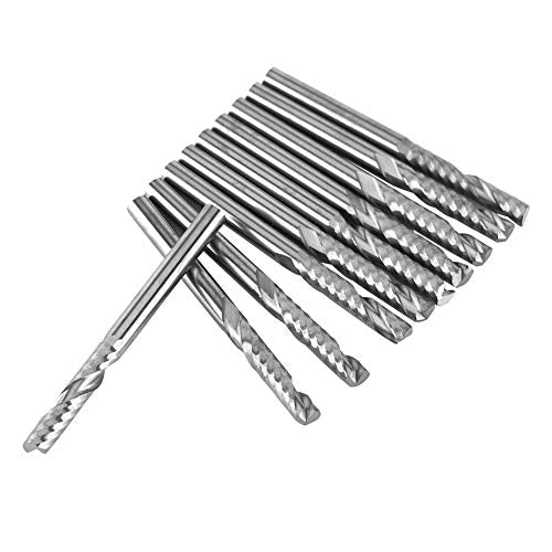Single-flute End Mill 10pcs 3.175MM Tungsten Carbide Single Flute End Mill Mill Cutting Tool for Industrial Milling Machine