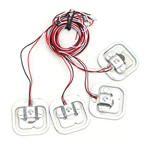 50 kg Weight Sensor Set with HX711 Module, 4 Pieces Half Bridge Strain Gauge, 3 Operating Modes, 2 Analogue Channel Inputs, 34 x 34 mm Sensor