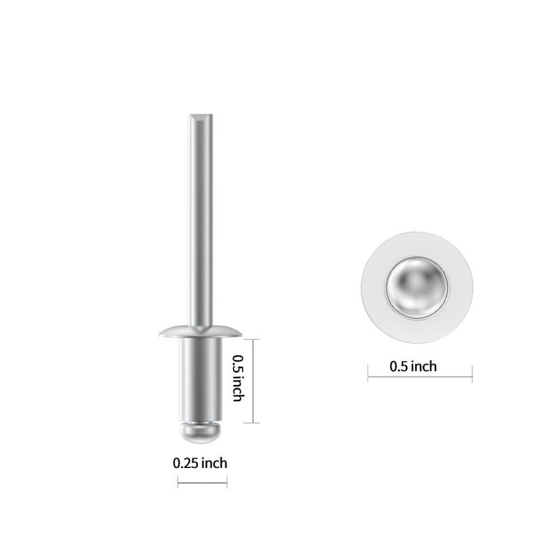 [Australia - AusPower] - (65Pcs) 1/4" x1/2" Aluminum Blind Rivets, 6.3 x 12mm Pop Rivets,Rivets for Metal,Silver-(VG10113) 1/4" x 1/2"(65pcs) Silver 