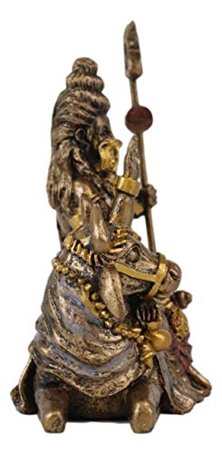 Ebros Eastern Enlightenment Vastu Hindu God Mahadeva Lord Shiva Sitting On Nandi Bull Miniature Figurine 3" Tall Auspicious Yogi Deity Mini Sculpture