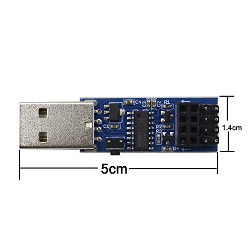USB to ESP8266 Adapter Module ESP-01 Prog ESP-01S Programming Downloader CH340C Driver with Reset Button, Easy to Use, Pack of 2 Black