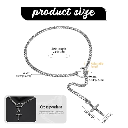 Cupimatch Cross Necklace Stainless Steel Gold Religious Christian Pendant