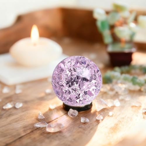 uxcell Round Crystal Sphere, 50mm / 2" Glass Solid Decorative Sphere Crystal Ball for Home Decor Ornament Gift Craft Feng Shui Divination Fortune Telling Fountain Decoration, Pink
