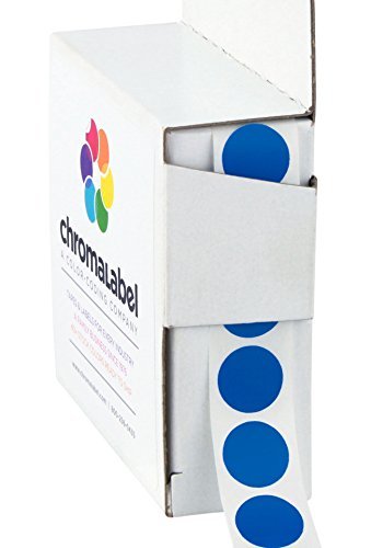 ChromaLabel Blue Dot Stickers, 1/2 Inch Round Color Coding Labels, 1000 Small Dark Blue Sticker Dots in Dispenser Box for Inventory, Office, Classroom, Warehouse, Files and Charts 1/2"