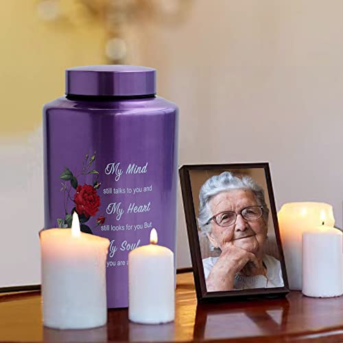 Up to 200 lbs Large Urns for Adult Human Cremation Urn Ashes Decorative Urn for Human Ashes with Rose Urn with Velvet Bag 200lbs rose urn