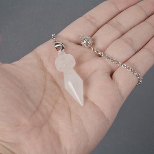 Natural Clear Quartz Dowsing Pendulum 46mm Crystal Healing Chakra Point Bullet Pendulum
