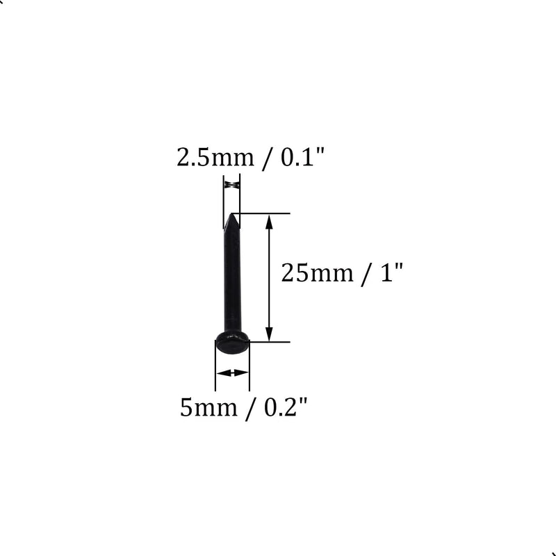 [Australia - AusPower] - 50pcs Hardware Nails 1 inch Length,Carbon Steel Point Tip Wall Cement Masonry Nail,Woodworking Nails,Concrete Nails,Black 25 mm 1 Inch / 25mm 