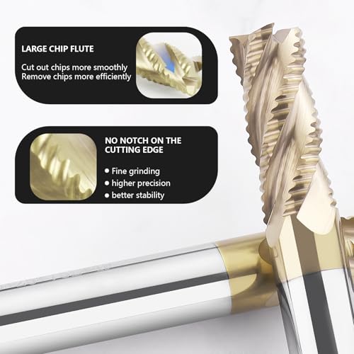 ALYICIA 1/2-inch 4-flute square nose roughing end mill, tungsten carbide milling cutter bit