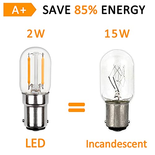 Akynite Bulb B15d LED 230 V for Sewing Machine, Double Contact, 2 W LED Replaces Incandescent Bulbs B15 15 W, Cool White 6000 K, 150 LM, Not Dimmable, Bayonet B15d Small Bulb, Set of 2 B15d Cool White