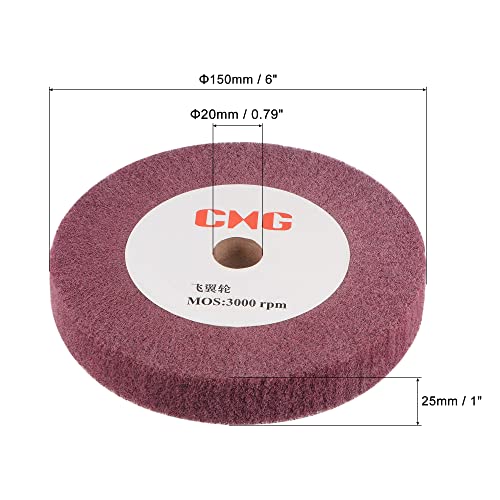 sourcing map Nylon Fiber Polishing Disc, Outer Bore 150mm, Inner Bore 20mm, Thickness 25mm, Sanding Accessories Polishing Accessories for Metal, Plastic, Painted Surfaces, Red 150mm x 25mm