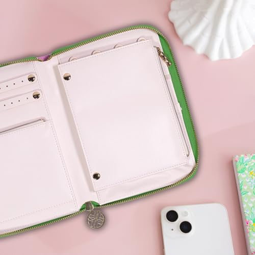 Lilly Pulitzer Travel Jewelry Case Organizer, Jewelry Roll for Women with Zipper, Cute Jewelry Organizer Holds Necklaces, Earrings, Bracelets (Sunset Shadows Home)