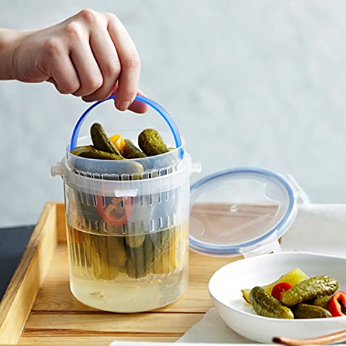 LocknLock 47-ounce round food container, tall design with 5.8 cups capacity, made of durable plastic for food storage.