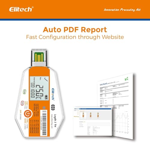 Elitech Temperature Data Logger Single Use Temperature Recorder PDF Report USB Temperature Logger 16000 Points WHO PQS LogEt1 1Pack LogEt1:Temp 1