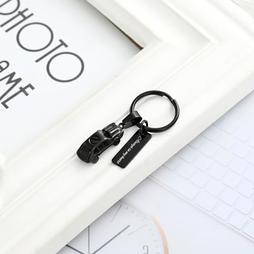 XSMZB Mini Car Cremation Jewelry Memorial Urn Necklace for Ashes Stainless Steel Pendant Human Pet Ashes Holder Keepsake Gift for Men Women Black Keychain
