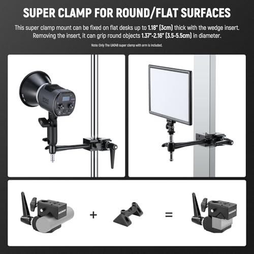 NEEWER Super Clamp with 6" Extension Arm, 5/8" Stud, 2.4" Jaw Grip UA048
