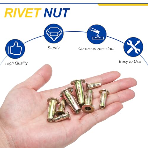 50Pcs Multi Grip Rivet Nut M5x22 Steel Color Zinc 50