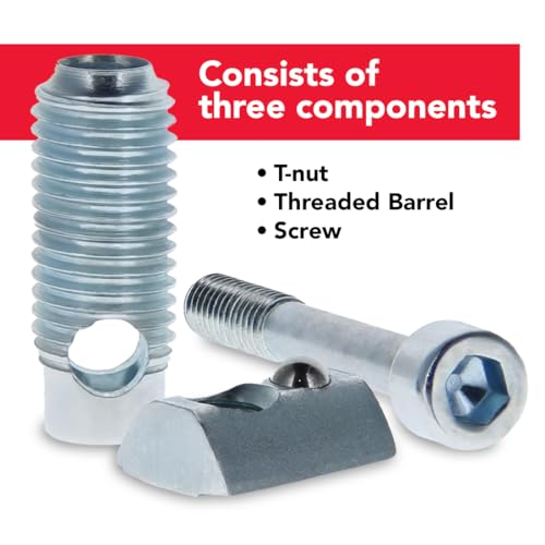 80/20 40 Series T-Matic Connector internal screw, threaded barrel, and T-nut hardware for aluminum extrusions