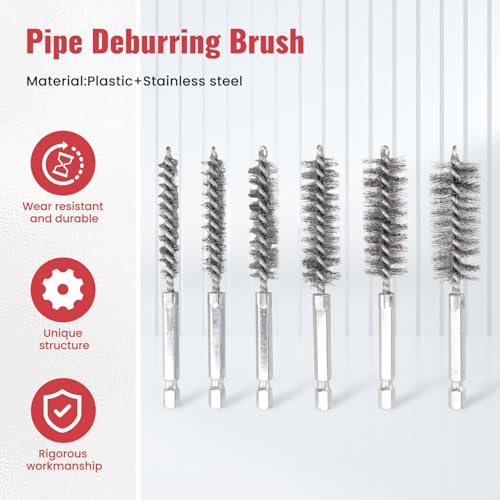 Copper Pipe Cleaner Set for Power Drill, Tube Cleaning Brush, Cleans Copper Pipes Tubes and Fittings for Soldering