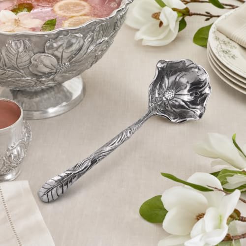 Arthur Court Magnolia Pattern Aluminum Serving Ladle - Elegant Punch/Soup Ladle for Entertaining - 12.5 Inch Long 12.5 inches Magnolia