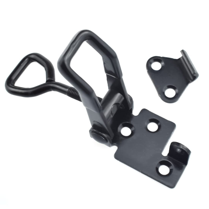 [Australia - AusPower] - 2 PCS Adjustable Metal Toggle Latch Clamps Heavy Duty Quick Release Hasp Latch with Lock Hole 100KG/ 220lbs Holding Capacity Catch Kit for Gate Cabinet Door Box Case, Black, Small 