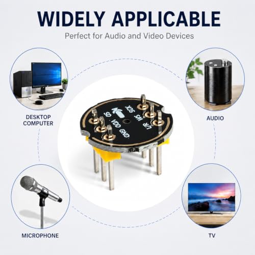 3pcs INMP441 ESP32 Microphone, Omnidirectional Sensor Module with I2S Interface, Digital Microphone Module ESP32 Compatible, MEMS Audio Module for Arduino Projects High Precision Low