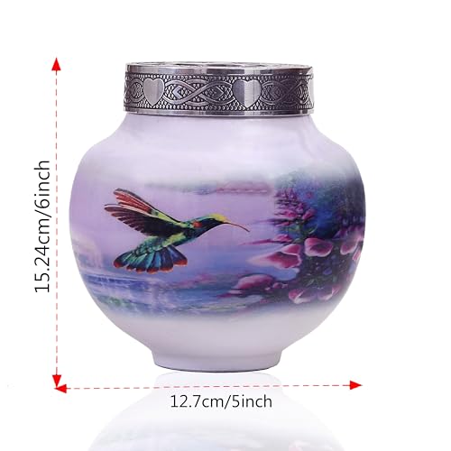 hlc Lovely Humming Bird Candle Urn - Keepsake Urn for Human Ashes - Peaceful Engraved Memorial Affordable Keepsake Urn (6 x 5 in)