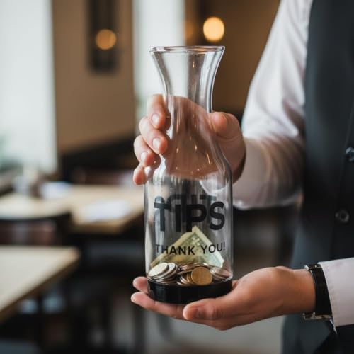 (Set of 6) Tip Jars for Bartenders and Restaurants | Clear SAN Plastic Tip Carafe/Jar for Money | 10-inch Large Cool Tip Container for Restaurants, Bars, Cafes, and Pizzerias by GEEX DEPOT (6)