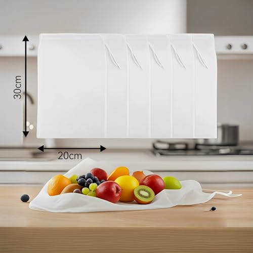 ZM Nut Milk Bags, Pack of 8 Straining Cloth Reusable, 20 x 30 cm, Fine Woven Straining Cloth Nylon Filter Bag, Nut Milk Bag, Organic Washable with Drawstring for Nut Milk, Cheese, Coffee, Yoghurt