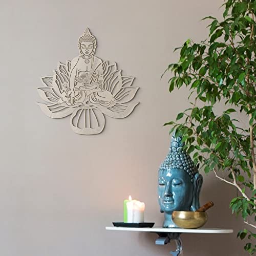 Fourth Level MFG 12” Thai Buddha, Sacred Geometry Wood Wall Art, Buddhism Enlightenment Symbol, Zen Home Decoration for Yoga and Meditation, Good Chakra Energy Spiritual Altar Decor