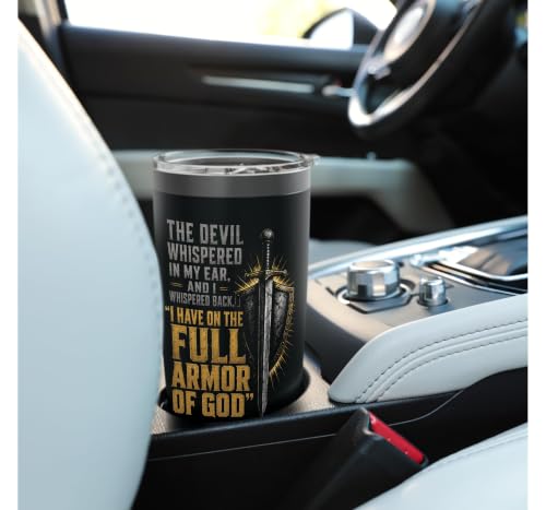 Christian Armor of God Man of God Faith Gift Warrior Stainless Steel Insulated Tumbler Black 567 g