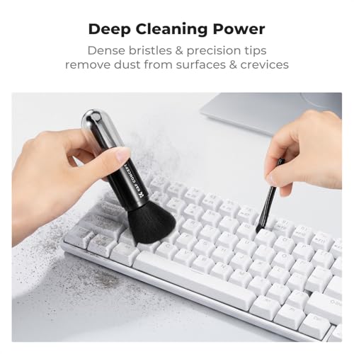 K&F CONCEPT 6-in-1 Keyboard Cleaning Brush Kit for Camera, Lens, PC,Black Black