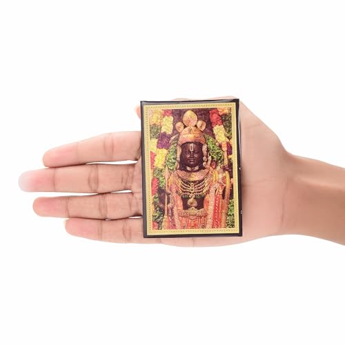 DHRUVS COLLECTION Gold Plated Ram Lala Fridge Magnet with Lacquer Coating for Home Decor, Kitchen, Car Dashboard, Main Door, Office, Pooja, Temple, Workplace
