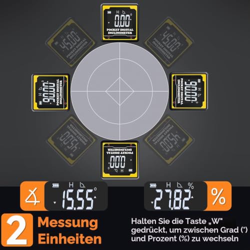 Preciva Digital Spirit Level, Four-Sided Magnetic, IP54 Waterproof Inclinometer, Protractor, Type C Interface, Suitable for Carpentry, Construction, DIY