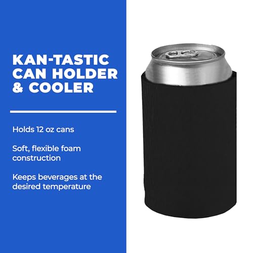 100 Ct of Kan-Tastic Can Cooler & Holder – Black – Soft, Flexible Foam Keeps Beer, Soda, Water Cool & Fresh – Great for Custom Designs for DIY Projects, Events, Company Promotions 100 Count