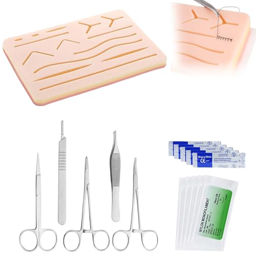 Surgical Suture Set: Suture Material Surgery, Suture Practice Kit, Silicone Sewing Pad with Tool Set, Wound Suture Exercise Set, Sewing Kit Medicine, Surgical Suture Set Wound Suture Exercise Set