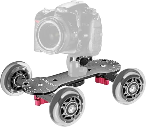 Neewer Scaled Camera Table Dolly Slider with 22 pounds/10 kilograms Load Capacity Skater Design Aluminum Rods Rotatable Rubber Wheels 1/4-inch 3/8-inch Screw Threads for DSLRs Video Camcorders (Black)