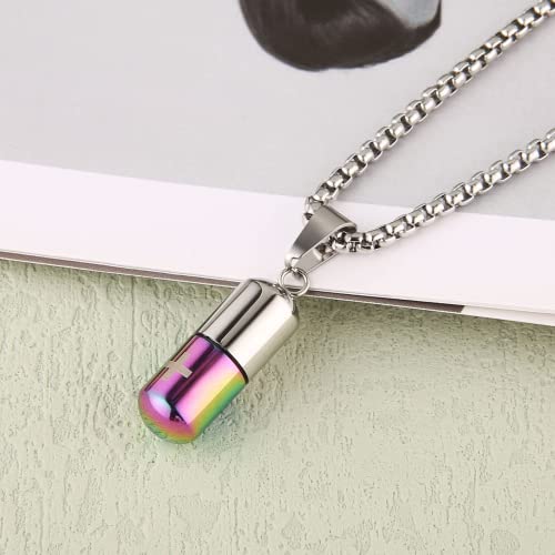 Urn Necklace for Ashes,Keepsake Cremation Jewelry for Human,Capsule Pill Necklace for Ashes Pink