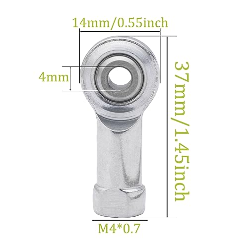 Joint Head Bearings, Pack of 4, Spherical Bearings, Internal Thread, Self-Lubricating Joint Head, Uniball Joint Bearings for Spherical Sliding Rod Ends (M4)