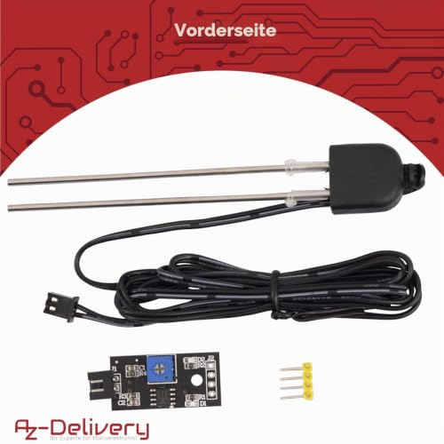 AZDelivery Soil Moisture Sensor, Moisture Detector and Plant Moisture Meter with Corrosion Resistant Probe for Automatic Watering System Compatible with Arduino and Raspbery Pi 1