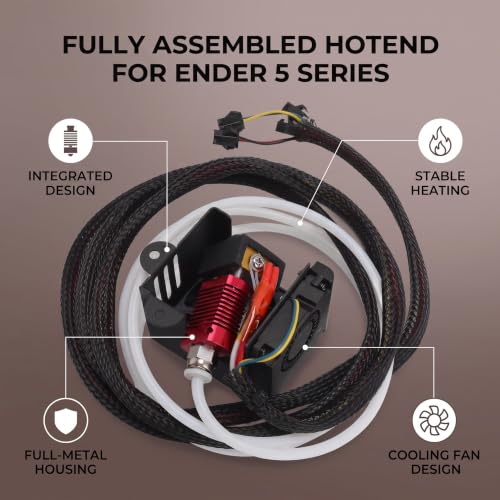 Ender 3 Hotend Replacement Full Assembled All Metal Extruder Kit 24V with Brass Nozzle Aluminum Block Cooling Fan for 3D Printer Upgrade Easy Install