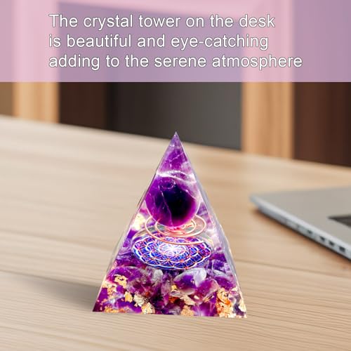 Orgonite Pyramid,Crystal Pyramid,Natural Amethyst(6CM) Purple