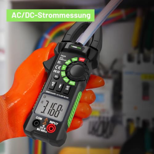 Current Meters, Digital Intelligent Current Clamp AC, 6000 Meter TRMS, with NCV Detection, Resistance, Capacitance, Diode, Measures AC/DC Voltage, Resistance