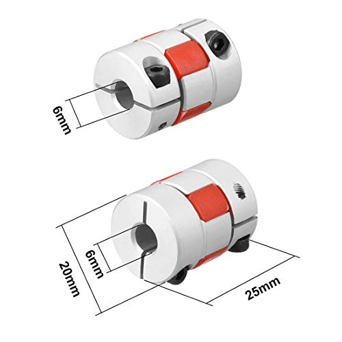uxcell 6mm to 6mm flexible shaft coupling, L25xD20 aluminum motor coupler joint for servo and stepper motors