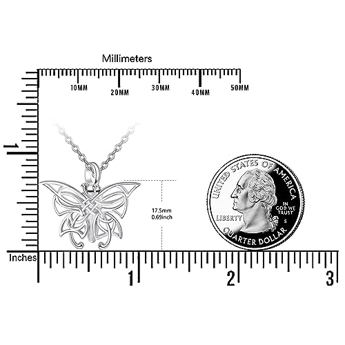 KINGWHYTE Butterfly Ashes Necklace for Women 925 Sterling Silver Urn Necklace for Ashes Butterfly Pendant Cremation Memorial Jewellery for Ash Keepsake