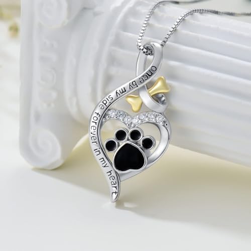 Urn Necklaces for Ash for Women Women Girls 925 Sterling Silver Paw Print Infinity Pendant Cremation Jewelry Reminder Forever in My Heart Pet Ash Keepsake