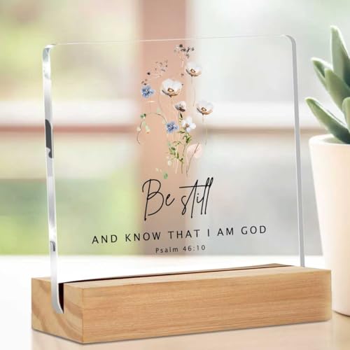 Christian Gifts for Women, Inspirational Quotes Acrylic Decor Sign, Religious Gifts for Mom Friends Coworker Sister, Bible Verse Desk Gadgets Table Top Cubicle Decor Accessories Multicolour 02332