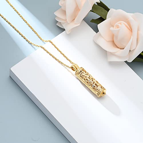 shajwo Cremation Cylinder Urn Ashes Necklace for Women Men Tree-Gold