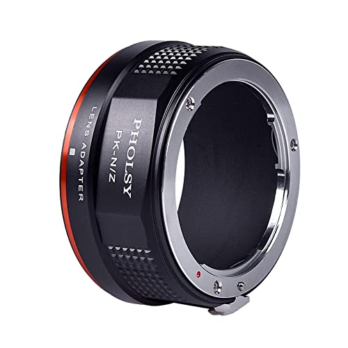 PHOLSY Lens Mount Adapter Manual Focus: Compatible with Pentax K Lens to Nikon Z Camera Body Pentax K to Nikon Z
